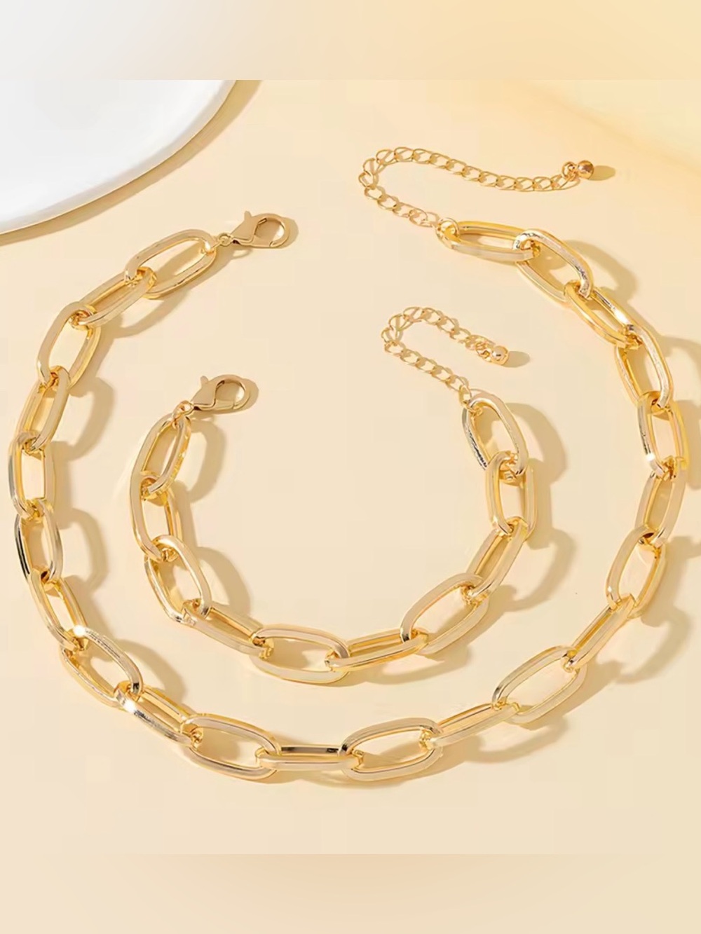 Gold Link Chain Necklace and Bracelet Set - Jewelry - Picture 3 of 3